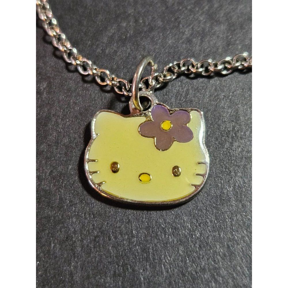 Sanrio silver tone Hello Kitty pendant necklace 20" purple